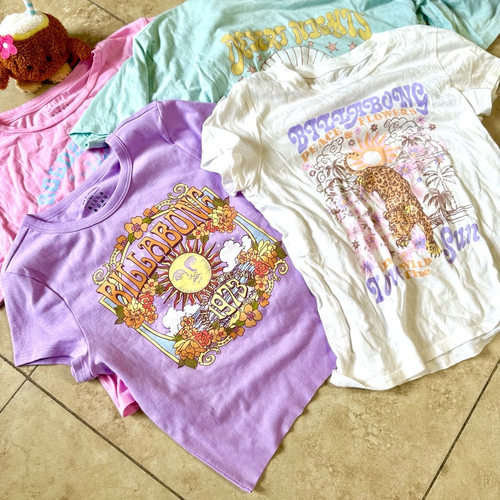 Billabong 4 Girls size L Graphic Tee Collection - Picture 2 of 12